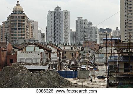 Construction site, Old Town, Shanghai, China View Large Photo Image Stock Photograph - Construction site, Old Town, Shanghai, China . Fotosearch