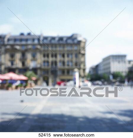 Stock Photography - Defocused view of empty public square, Opernplatz, Frankfurt, Germany . Fotosearch
