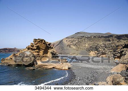 Picture - El Golfo, Lanzarote, Canary Islands, Spain, Europe . Fotosearch