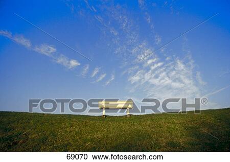 Empty bench in field View Large Photo Image Stock Image - Empty bench in field . Fotosearch