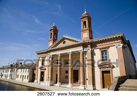 Stock Photo - Facade of building, Antico Ospedale Degli Infermi, Comacchio, Emilia-Romagna, Italy . Fotosearch