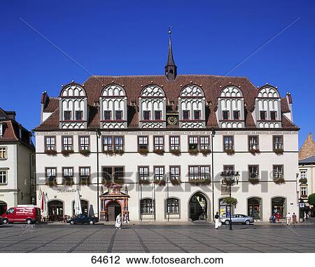 Stock Image - Facade of city hall, Naumburg, Saxony-Anhalt, Germany . Fotosearch