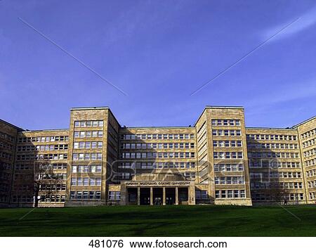 Facade of education building, Johann Wolfgang Goethe-University, Frankfurt, Hesse, Germany View Large Photo Image Stock Photograph - Facade of education building, Johann Wolfgang Goethe-University, Frankfurt, Hesse, Germany . Fotosearch