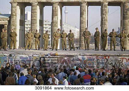 Fall Of The Berlin Wall Soldiers Saving The Wall At The Brandenburg Gate Berlin Germany Picture Fotosearch