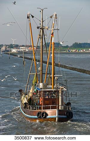 Fishing boat returning to Langeoog, Germany View Large Photo Image Stock Photo - Fishing boat returning to Langeoog, Germany . Fotosearch
