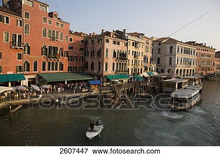 High angle view of boats in canal, Grand Canal, Veneto, Venice, Italy View Large Photo Image Stock Photo - High angle view of boats in canal, Grand Canal, Veneto, Venice, Italy . Fotosearch