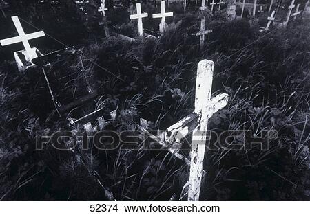 Picture - High angle view of cemetery . Fotosearch