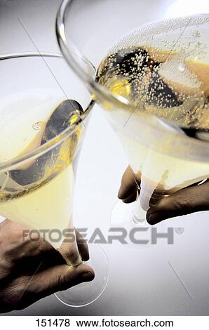Stock Photo - High angle view of Champagne flutes . Fotosearch