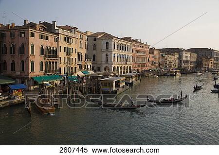 High angle view of gondolas in canal, Grand Canal, Veneto, Venice, Italy View Large Photo Image Stock Photography - High angle view of gondolas in canal, Grand Canal, Veneto, Venice, Italy . Fotosearch