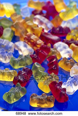 High angle view of gummy bears View Large Photo Image Stock Photo - High angle view of gummy bears . Fotosearch