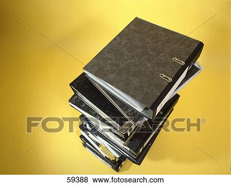High angle view of stack of files View Large Photo Image Stock Photo - High angle view of stack of files . Fotosearch