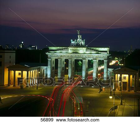 Stock Photo - High angle view of traffic moving on road, Berlin, Germany, Europe . Fotosearch