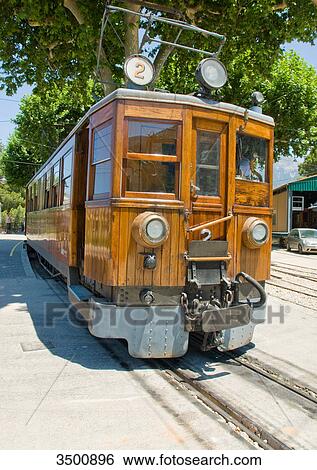 Stock Photograph - Historical tram in Soller, Majorca . Fotosearch