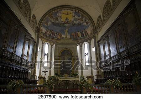 Stock Image - Interiors of cathedral, Cathedral Of Santa Maria Assunta, Montagnana, Veneto, Italy . Fotosearch