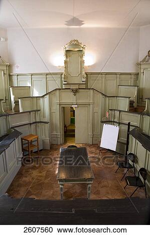 Stock Image - Lecture hall of educational building, Palazzo Paradiso, Ferrara, Emilia-Romagna, Italy . Fotosearch