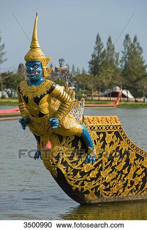Longtail boat in water, open air museum Ancient City, Thailand View Large Photo Image Stock Image - Longtail boat in water, open air museum Ancient City, Thailand . Fotosearch