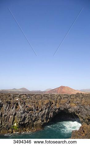 Stock Photograph - Los Hervideros, Lanzarote, Canary Islands, Spain, Europe . Fotosearch
