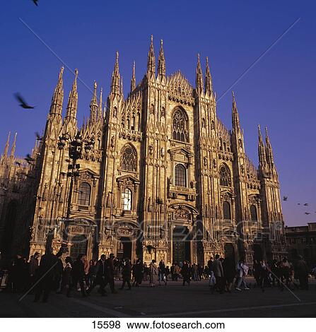 Stock Photo - Low angle view of cathedral, Duomo Di Milano, Milan, Italy . Fotosearch