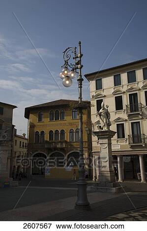 Stock Photo - Palace in city, Bassano Di Grappa, Piazza Liberta, Veneto, Italy . Fotosearch
