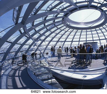 Stock Image - People in parliament building, The Reichstag, Berlin, Germany . Fotosearch