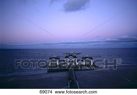 Picture - Pier in sea, Sellin, Middelhagen, Ruegen, Mecklenburg-Western Pomerania, Germany . Fotosearch