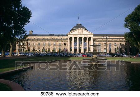 Pond in front of building, Hesse, Germany, Europe View Large Photo Image Stock Photograph - Pond in front of building, Hesse, Germany, Europe . Fotosearch