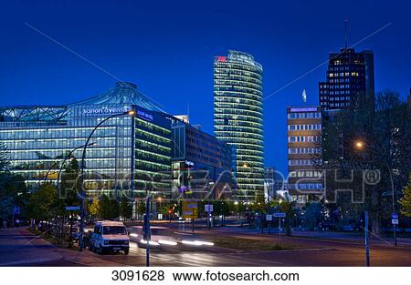 Potsdamer Platz, Potsdam Square, with BahnTower and the Sony Center, Berlin, Germany, Europe View Large Photo Image Stock Photo - Potsdamer Platz, Potsdam Square, with BahnTower and the Sony Center, Berlin, Germany, Europe . Fotosearch