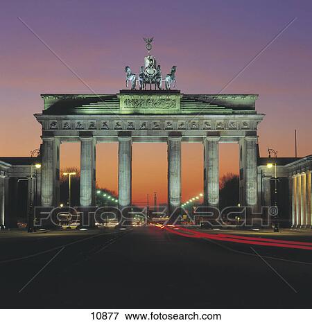 Stock Photo - Quadriga statues on top of monument, Brandenburg Gate, Berlin, Germany . Fotosearch