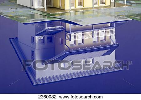 Stock Image - Reflection of house in water . Fotosearch