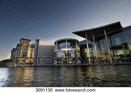 Stock Image - Reichstag Building and Paul Loebe House, Spree River, Berlin, Germany, Europe . Fotosearch