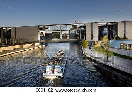 Stock Image - Reichstag Building and Paul Loebe House, Spree River, Berlin, Germany, Europe . Fotosearch
