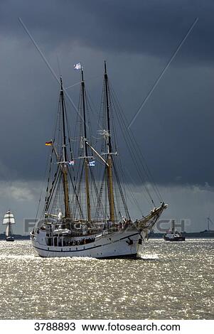 Stock Image - Sailing ship Grossherzogin Elisabeth on the Sail 2010, Bremerhaven, Germany . Fotosearch
