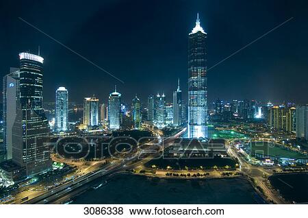 Skyscraper in Pudong, Shanghai, China. Middle: Jinmao Tower View Large Photo Image Stock Photo - Skyscraper in Pudong, Shanghai, China. Middle: Jinmao Tower . Fotosearch