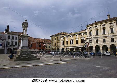 Statue at town square, Montagnana, Piazza Vittorio Emanuele II, Veneto, Italy View Large Photo Image Stock Photo - Statue at town square, Montagnana, Piazza Vittorio Emanuele II, Veneto, Italy . Fotosearch