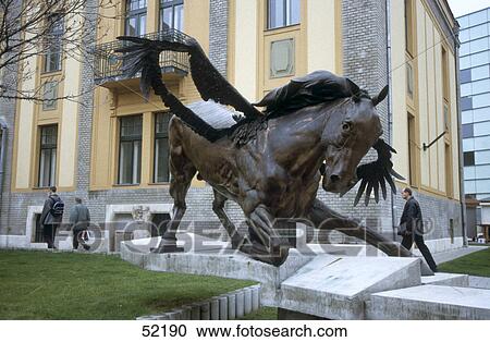 Stock Image - Statue of pegasus, Budapest, Hungary . Fotosearch