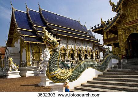 Stock Image - Temple Wat Banden in Mae Taeng, Chiang Mai, Thailand . Fotosearch