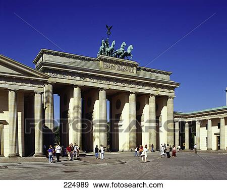 Stock Photo - Tourists at gate, Brandenburg Gate, Berlin, Germany . Fotosearch