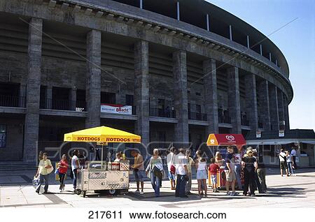 Tourists in soccer stadium, Olympic Stadium, Berlin, Germany View Large Photo Image Stock Image - Tourists in soccer stadium, Olympic Stadium, Berlin, Germany . Fotosearch