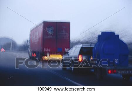 Traffic on highway View Large Photo Image Stock Photo - Traffic on highway . Fotosearch