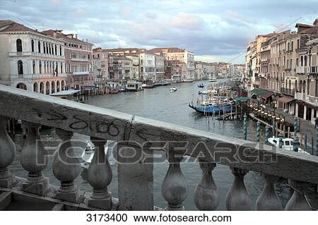 View from bridge to canal, Venice, Italy, elevated view View Large Photo Image Stock Image - View from bridge to canal, Venice, Italy, elevated view . Fotosearch