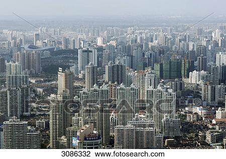 View from the Oriental Pearl Tower, Shanghai, China View Large Photo Image Stock Image - View from the Oriental Pearl Tower, Shanghai, China . Fotosearch