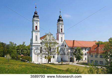 Stock Image - Abbey Irsee, Allgaeu, Bavaria, Germany, Europe . Fotosearch