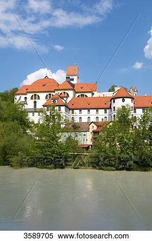Stock Photography - Abbey Saint Mang and Lech, Fuessen, Bavaria, Germany, Europe . Fotosearch