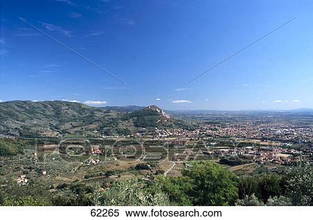 Stock Photography - Aerial view of a valley, Valdinievole Tuscany, Italy . Fotosearch