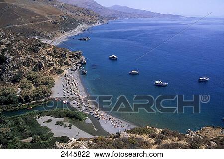 Aerial view of boats in sea, Crete, Greece View Large Photo Image Stock Image - Aerial view of boats in sea, Crete, Greece . Fotosearch
