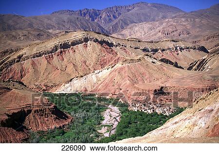 Stock Image - Aerial view of mountain range, Atlas Mountains, Morocco . Fotosearch