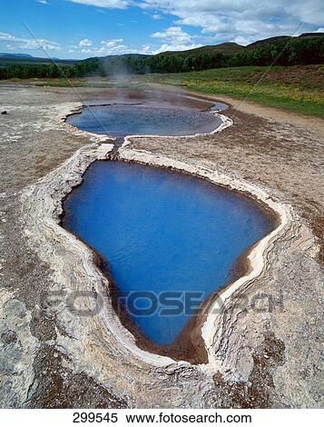 Stock Photography - Aerial view of thermal pool, Haukadalur, Iceland . Fotosearch