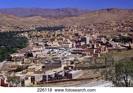 Aerial view of town, Atlas Mountains, Morocco View Large Photo Image Stock Photo - Aerial view of town, Atlas Mountains, Morocco . Fotosearch