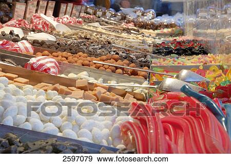 Assorted food for sale at Christmas market View Large Photo Image Stock Photo - Assorted food for sale at Christmas market . Fotosearch