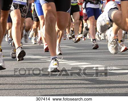 Picture - Athletes running in marathon . Fotosearch